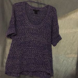 Calvin Klein Jeans purple/white open weave sweater